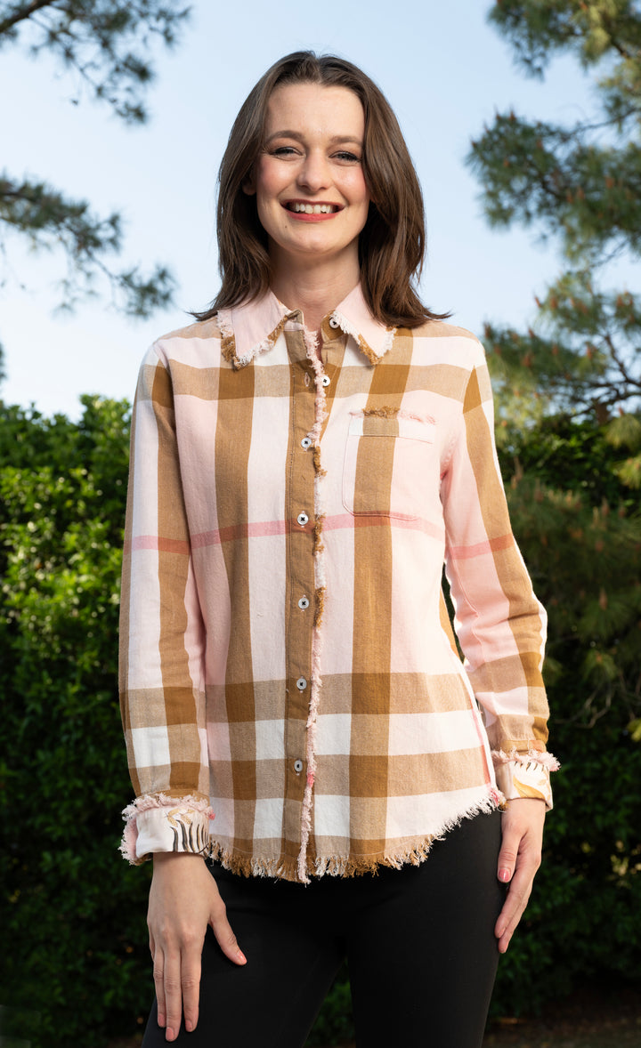 Cape Cod Pink Chocolate Yarndyed Plaid