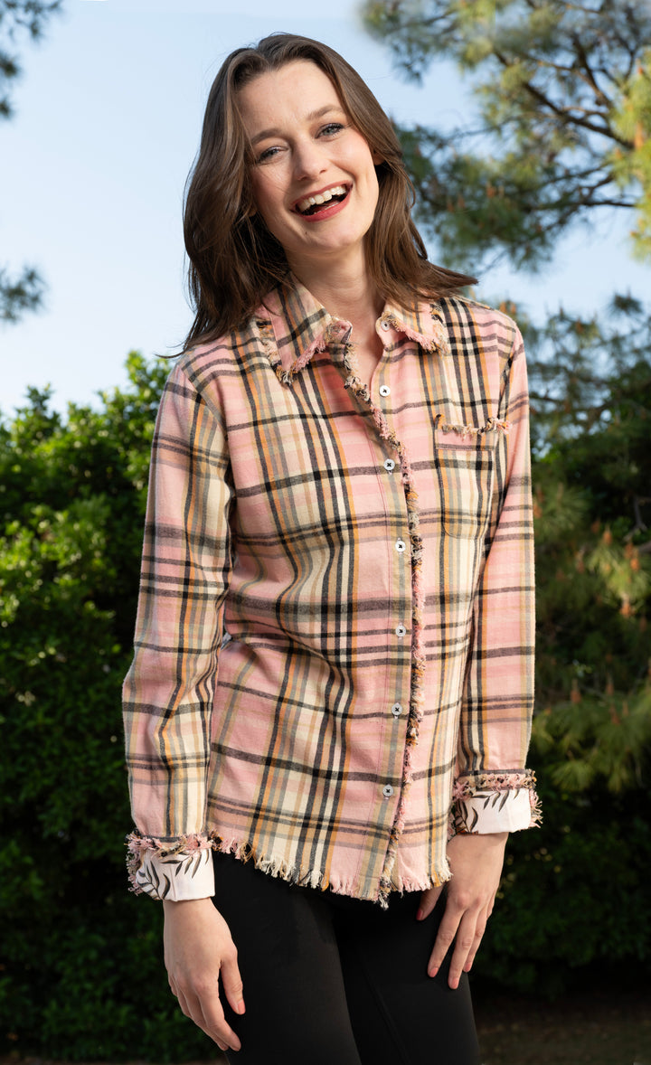 Cape Cod Neutral with Pink Accents Yarndyed Plaid
