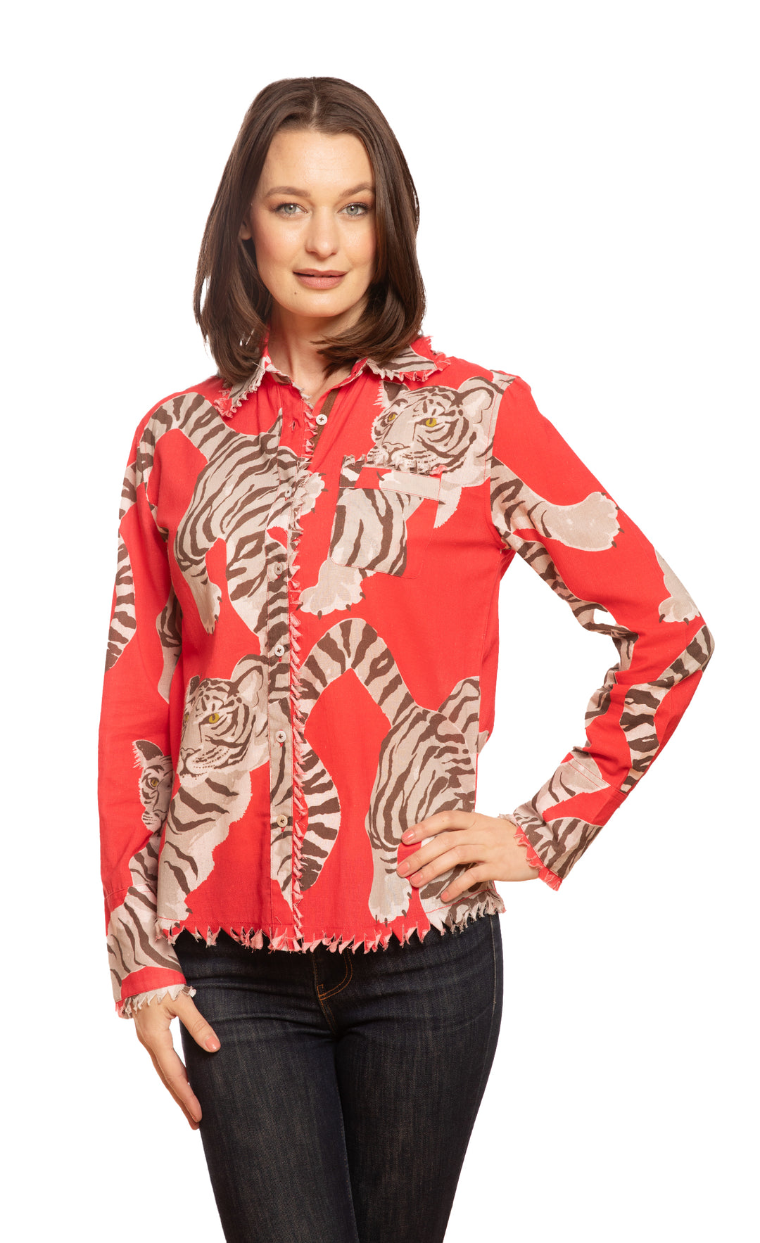 Cape Cod Top Pink Tiger Print