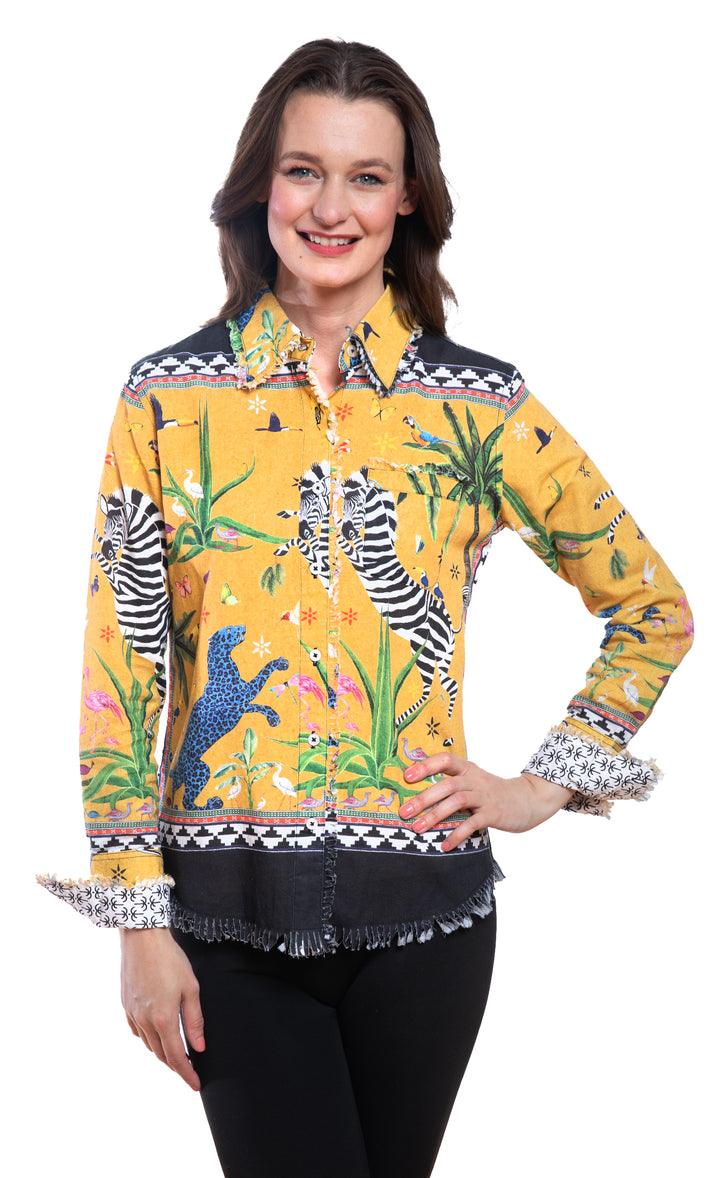 Cape Cod Tunic Gold Engineered Zebra Print