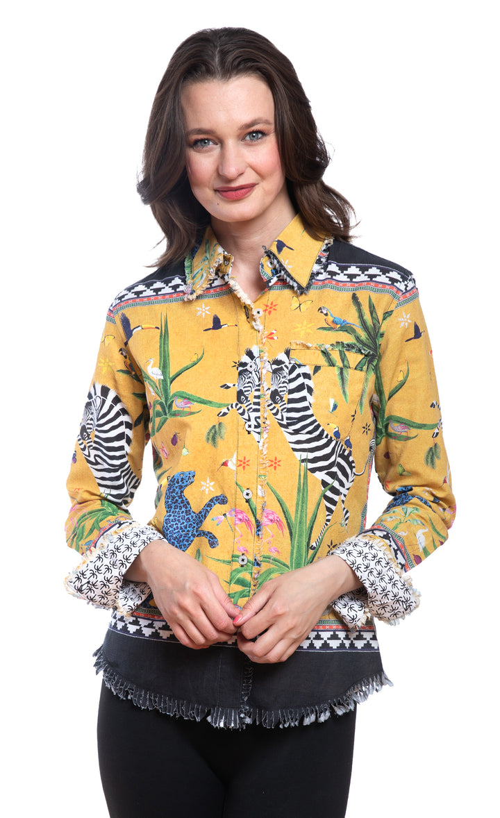 Cape Cod Tunic Gold Engineered Zebra Print