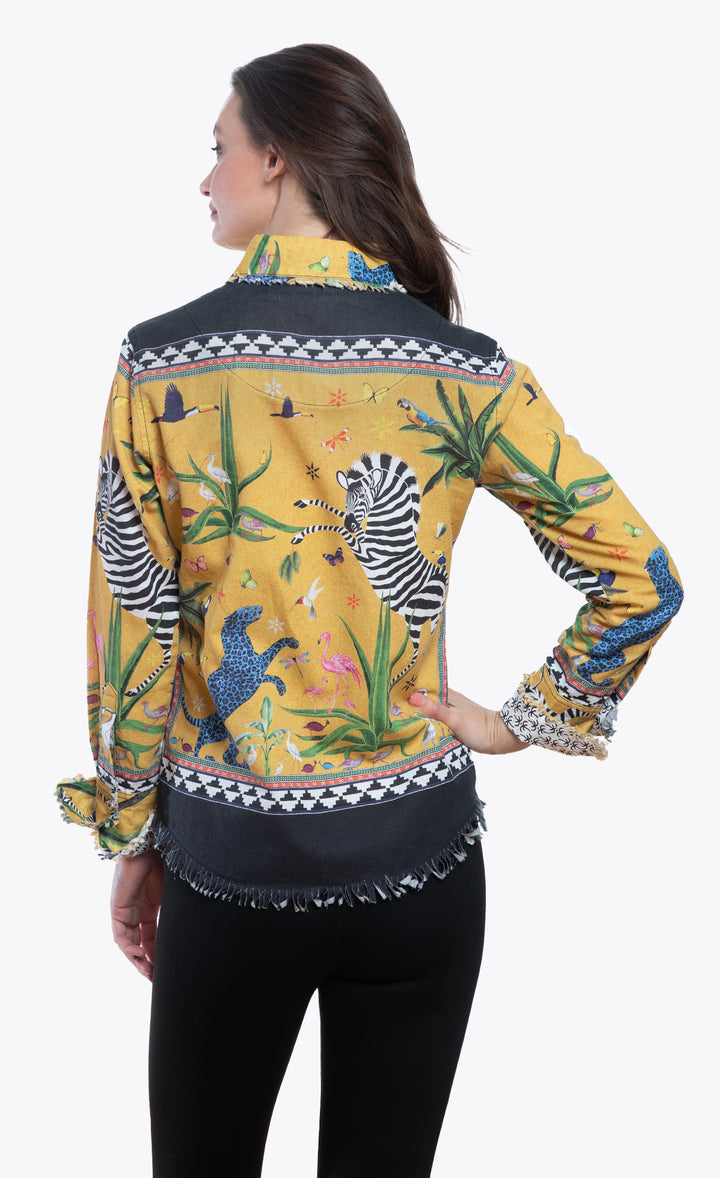 Cape Cod Tunic Gold Engineered Zebra Print
