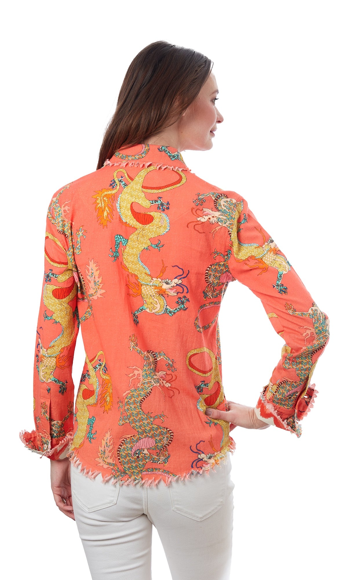 Cape Cod Tunic Orange Dragon Print XS / 4949-R954