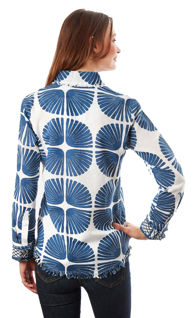 Cape Cod Tunic Navy White Palm Fronds XS / 4949-S868-XS