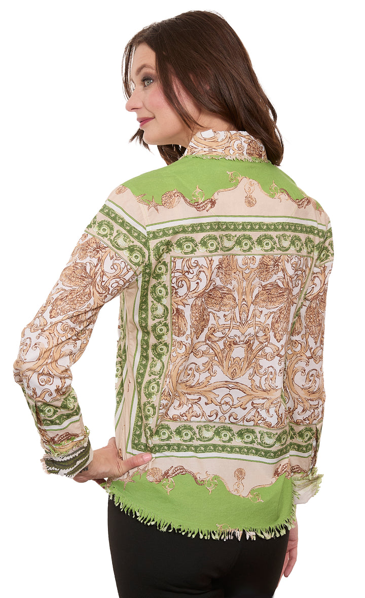 Cape Cod Tunic Green Fillgree Print
