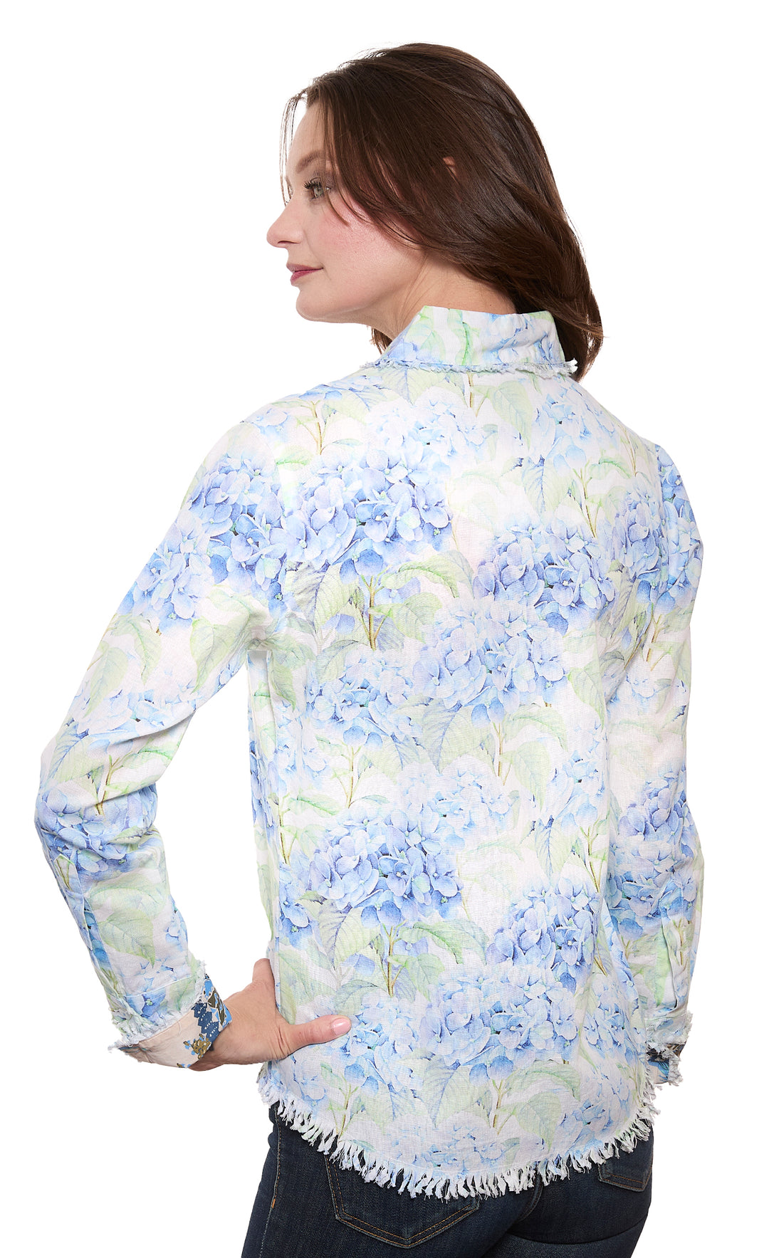 Cape Cod Tunic Soft Hydrangeas Print Cotton Linen