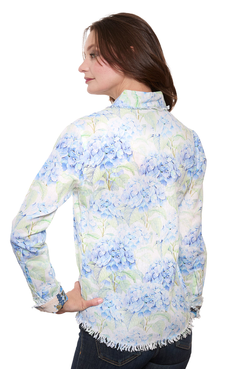 Cape Cod Tunic Soft Hydrangeas Print Cotton Linen