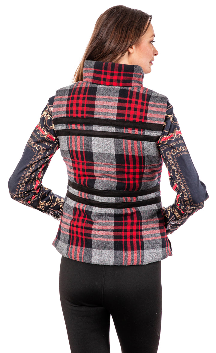 Rosey Vest Grey Plaid Flannel