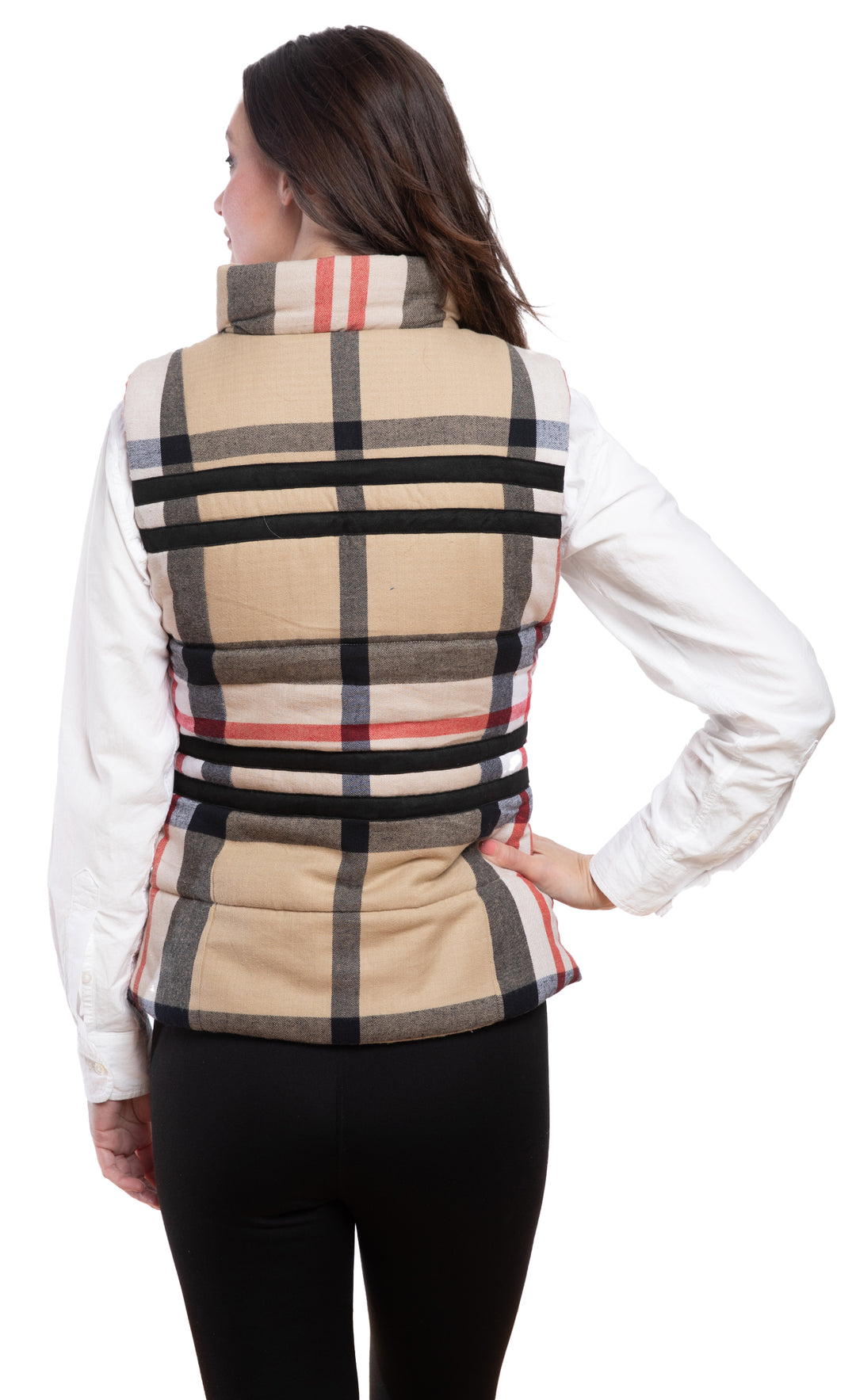 Rosey Vest Turquoise Chocolate Yarndyed Plaid