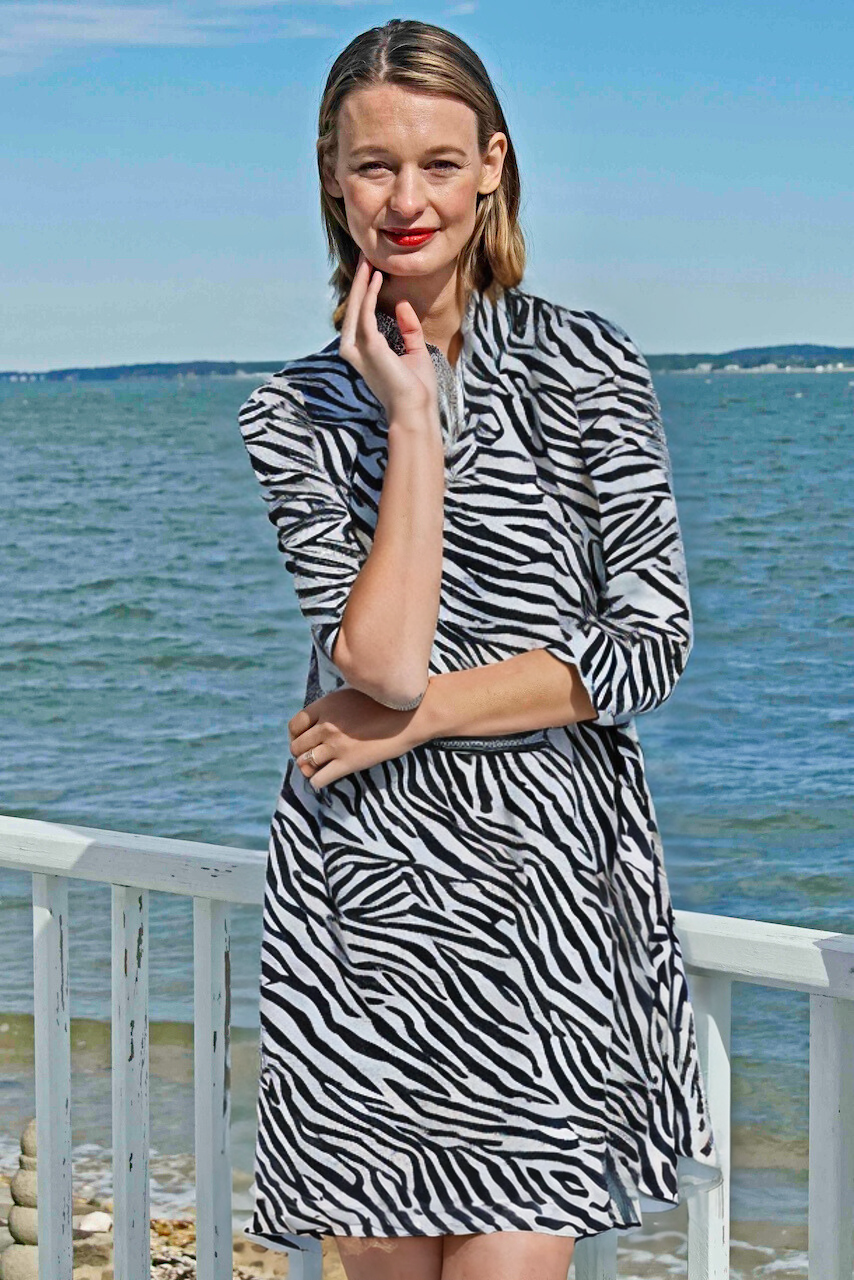 Sag Harbor Dress Black and White Tiger Stripes