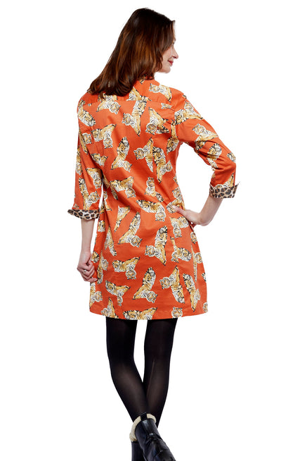 Sag Harbor Dress In Rust Ground With Tigers XS / 611-F902