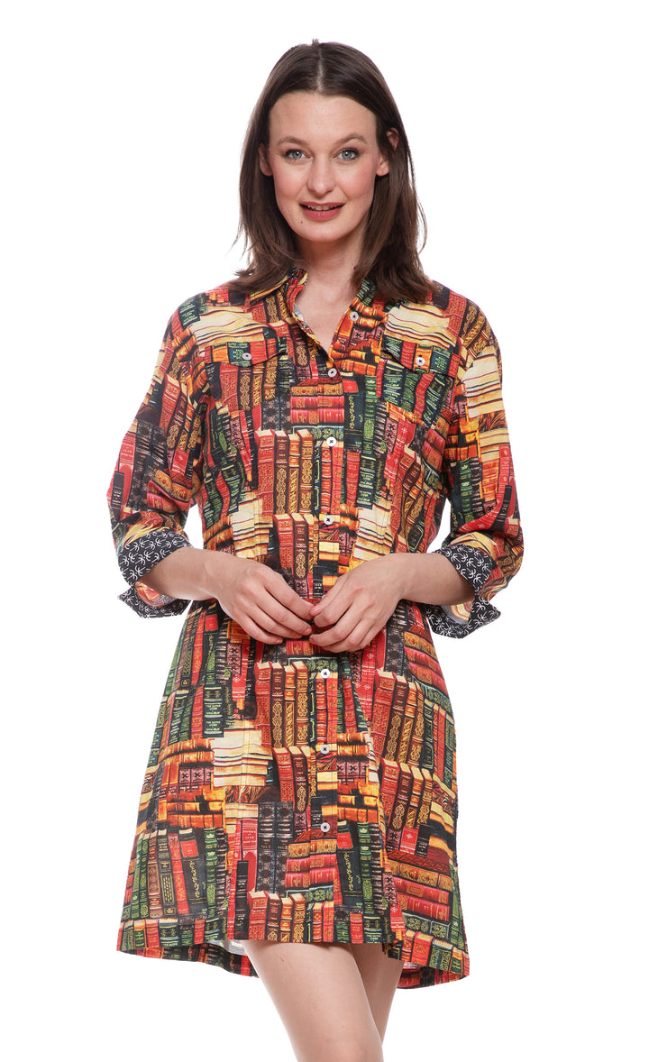 Sag Harbor Dress with Books Print