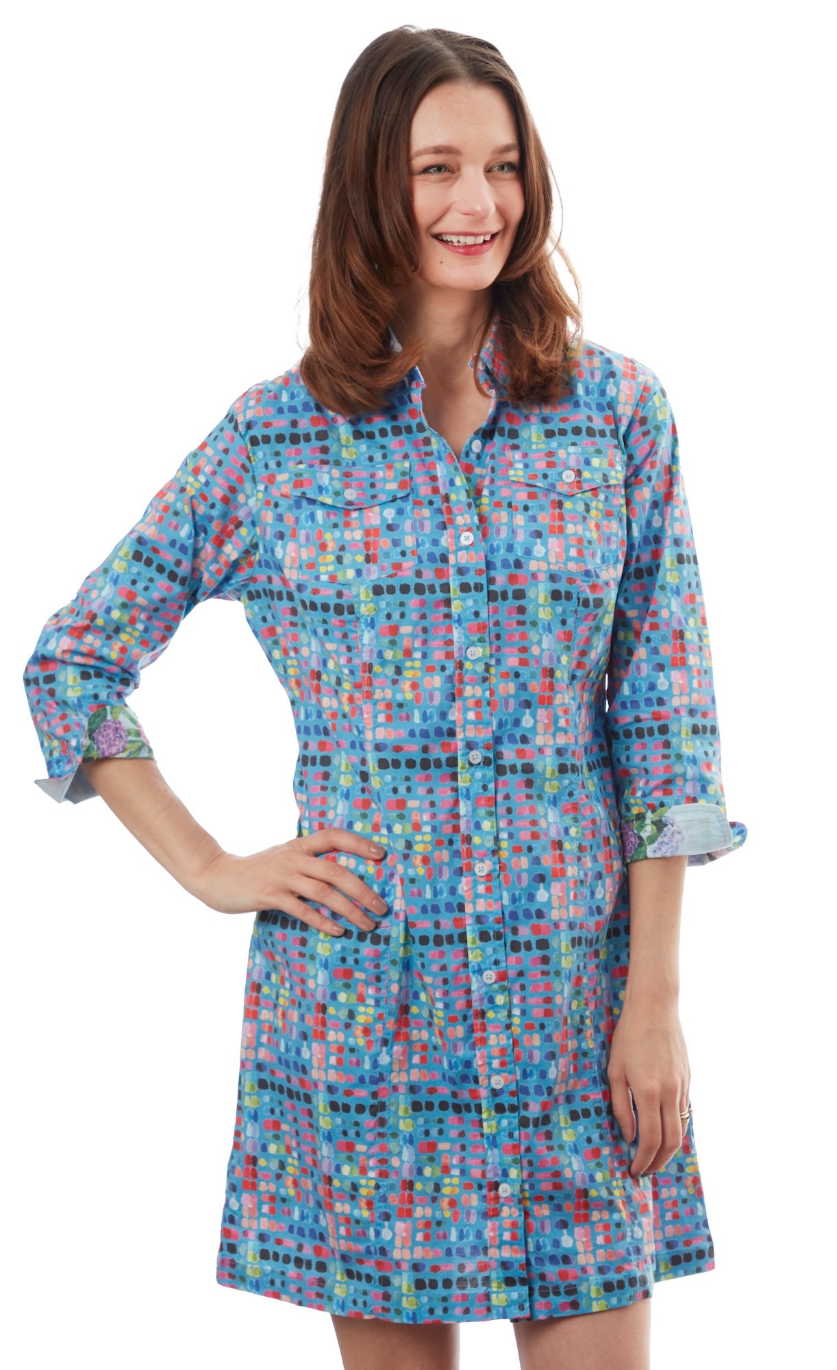 Sag Harbor Dress Blue Confetti Print – Dizzy-Lizzie