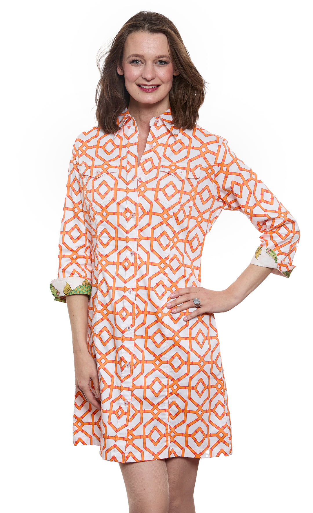 Sag Harbor Orange White Geo