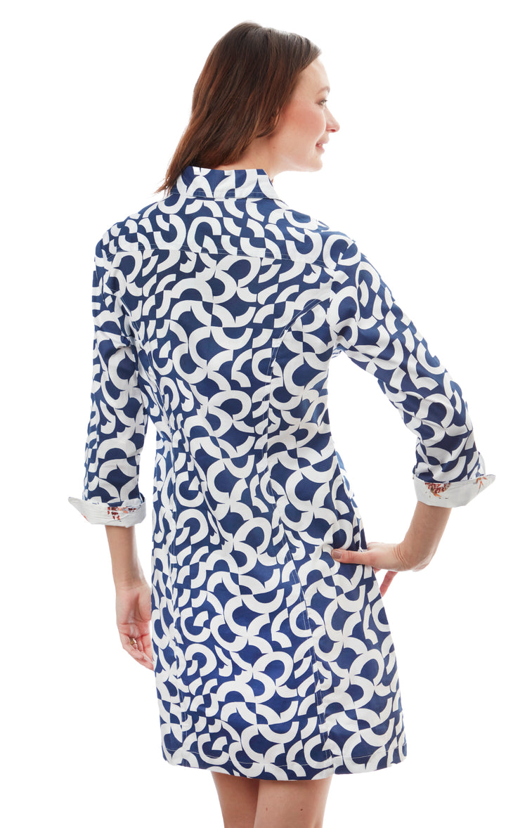 Sag Harbor Shirtdress Navy Wht Broken Circle XS / 611-S813-XS