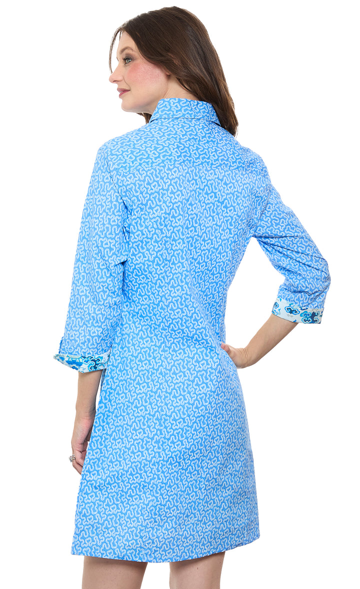 Sag Harbor Shirtdress in Blue Coral Print
