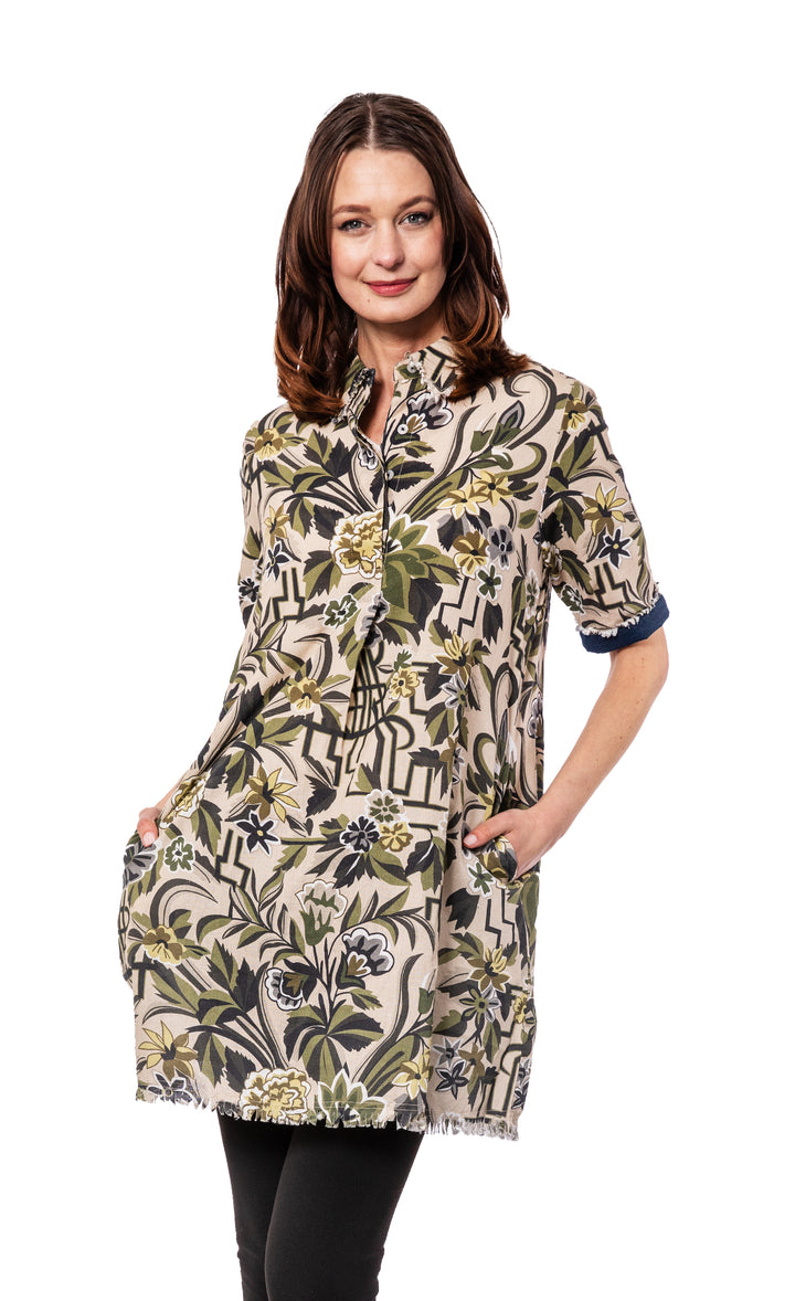 Chatham Dress Neutral Tapestry Print