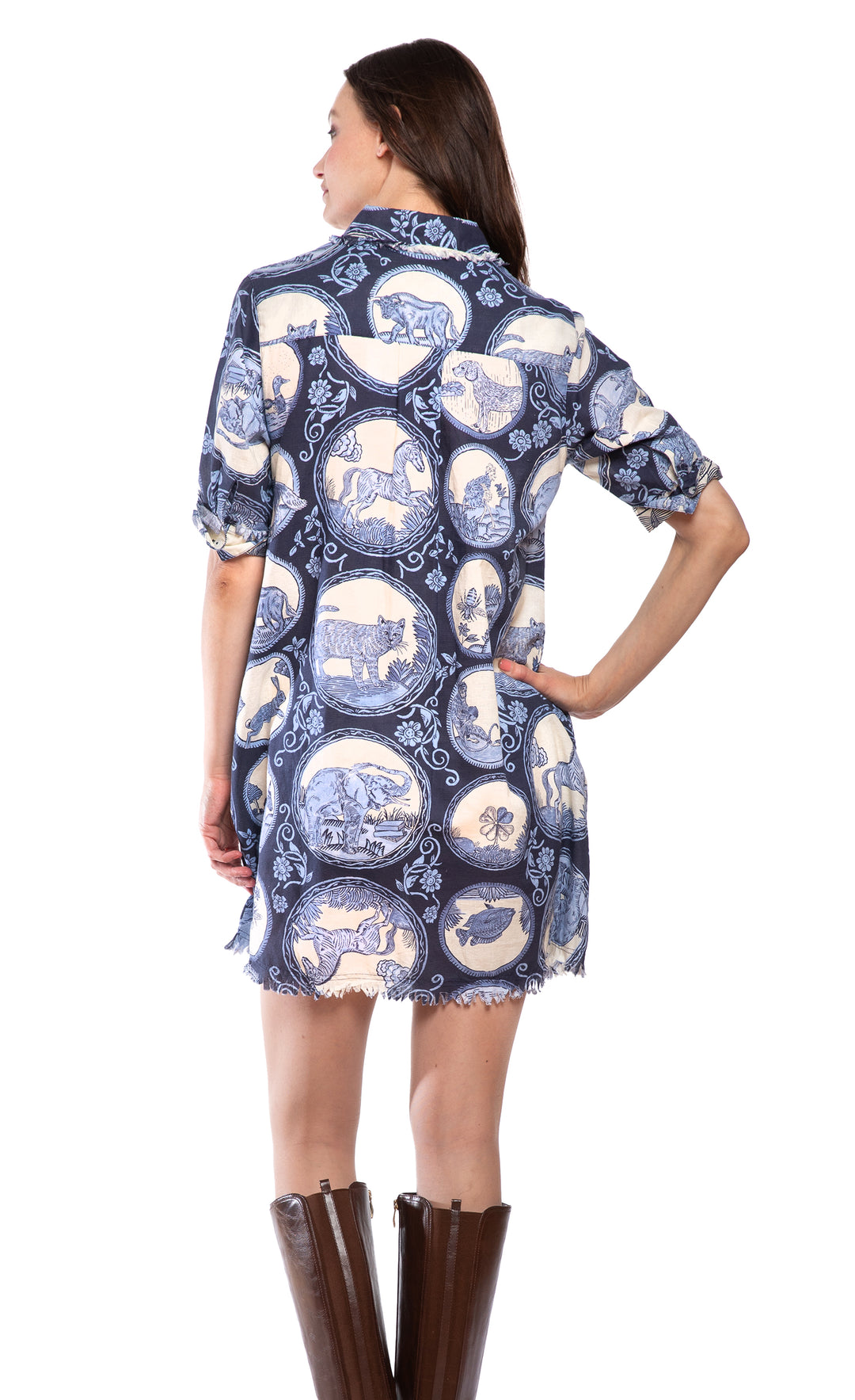 Chatham Dress Blue Medallion Print