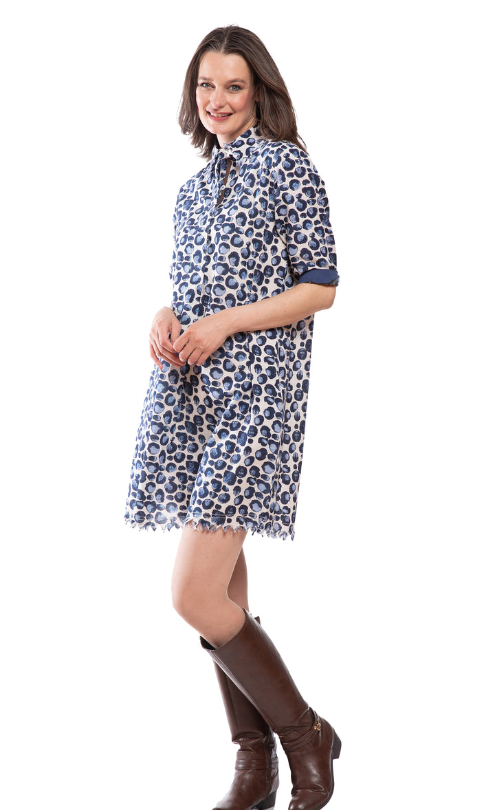 Chatham Dress Blue Bubble Print