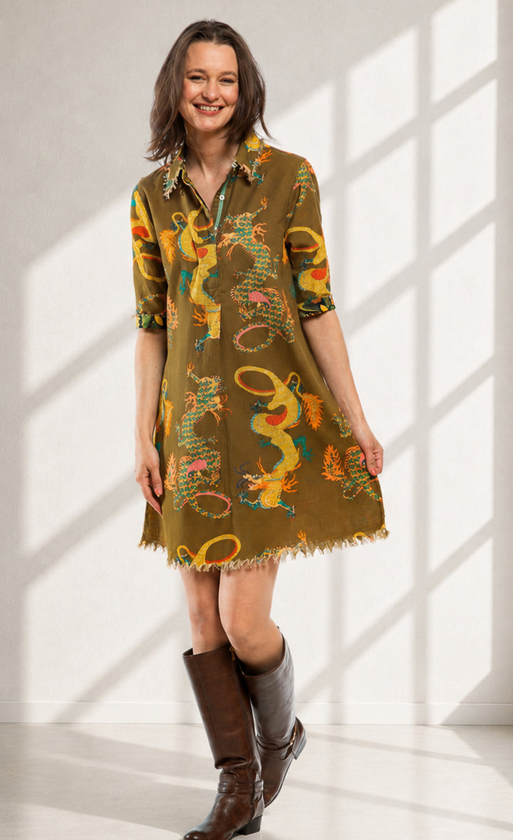 Chatham Olive Dragon Print