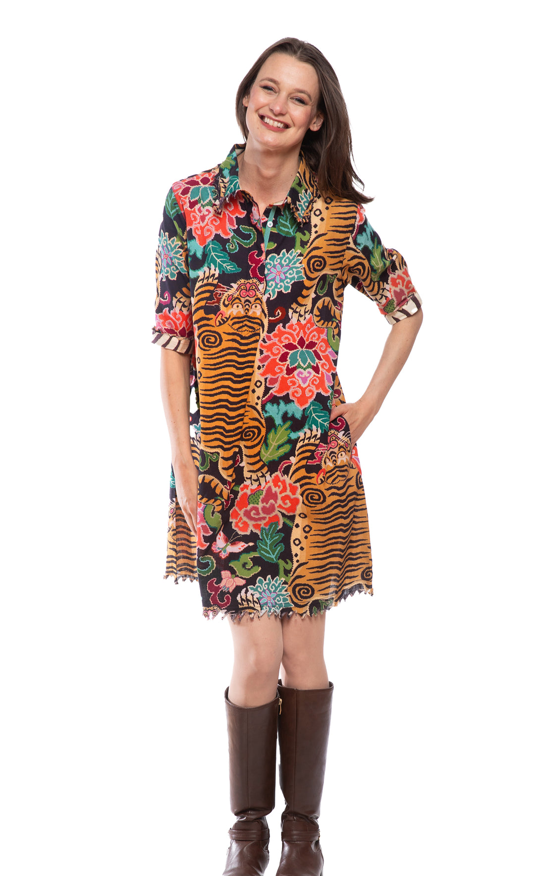 Chatham Dress Tiger Rug Print