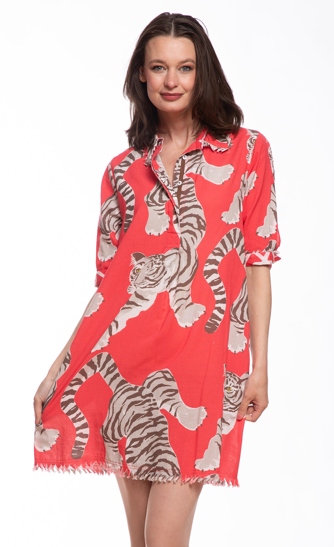 Chatham Dress Pink Tiger Print