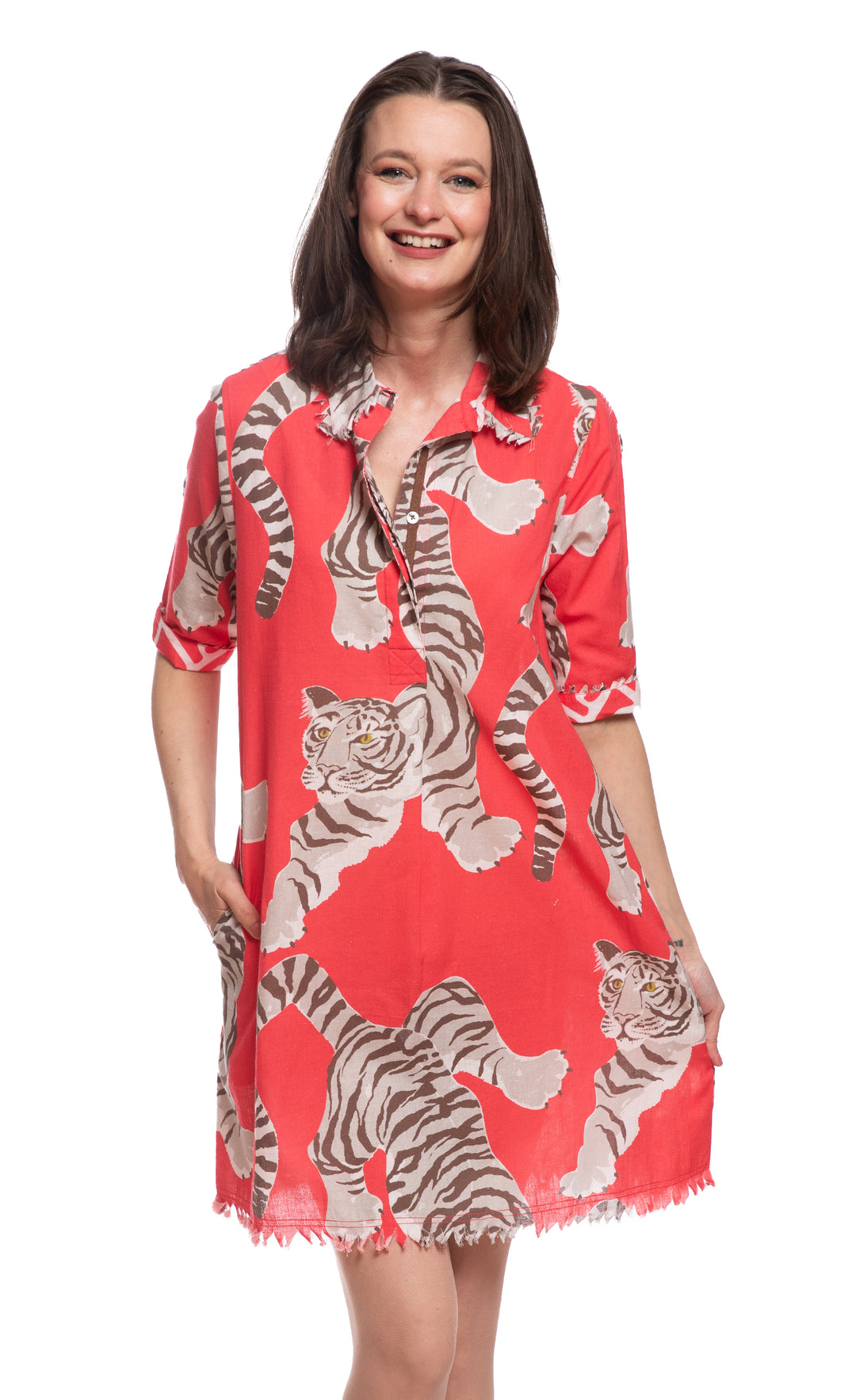 Chatham Dress Pink Tiger Print