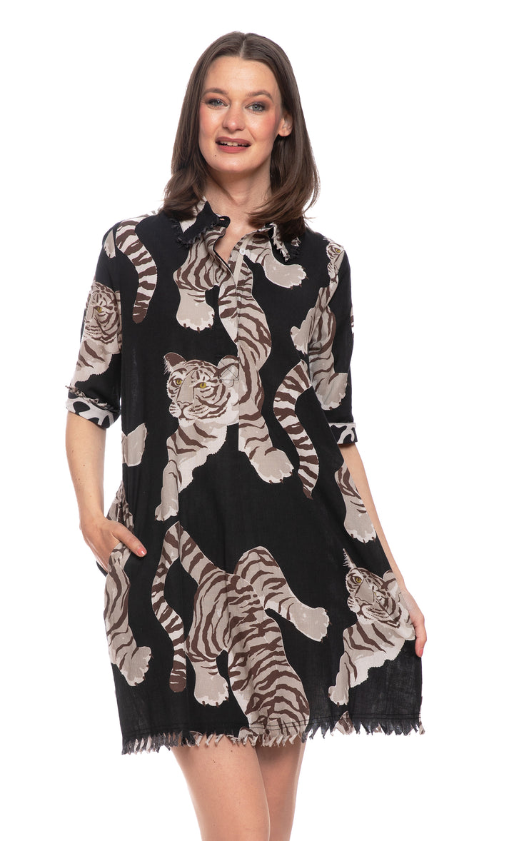 Chatham Dress Black Tiger Print