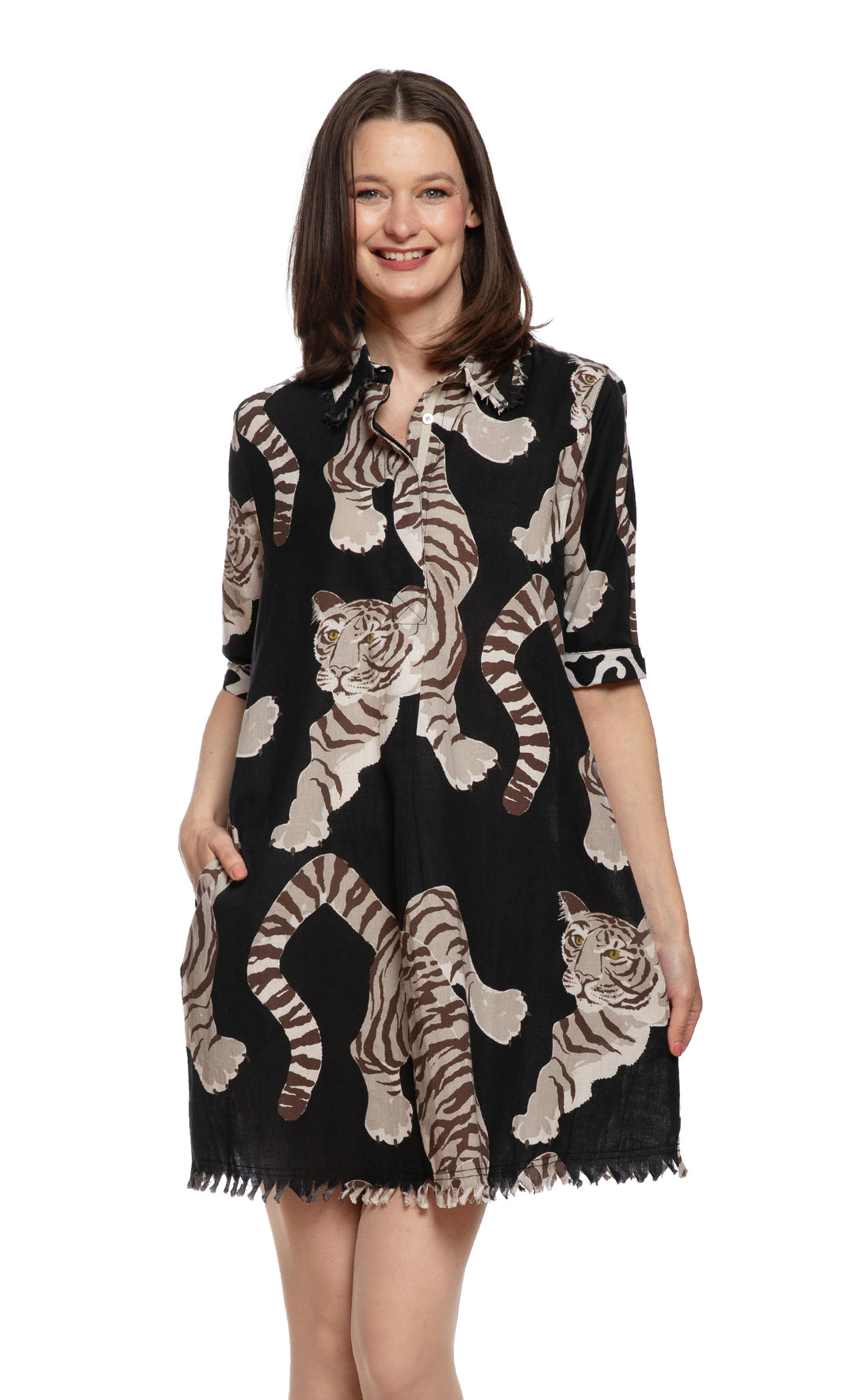 Chatham Dress Black Tiger Print