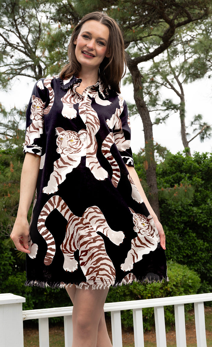 Chatham Dress Black Tiger Print