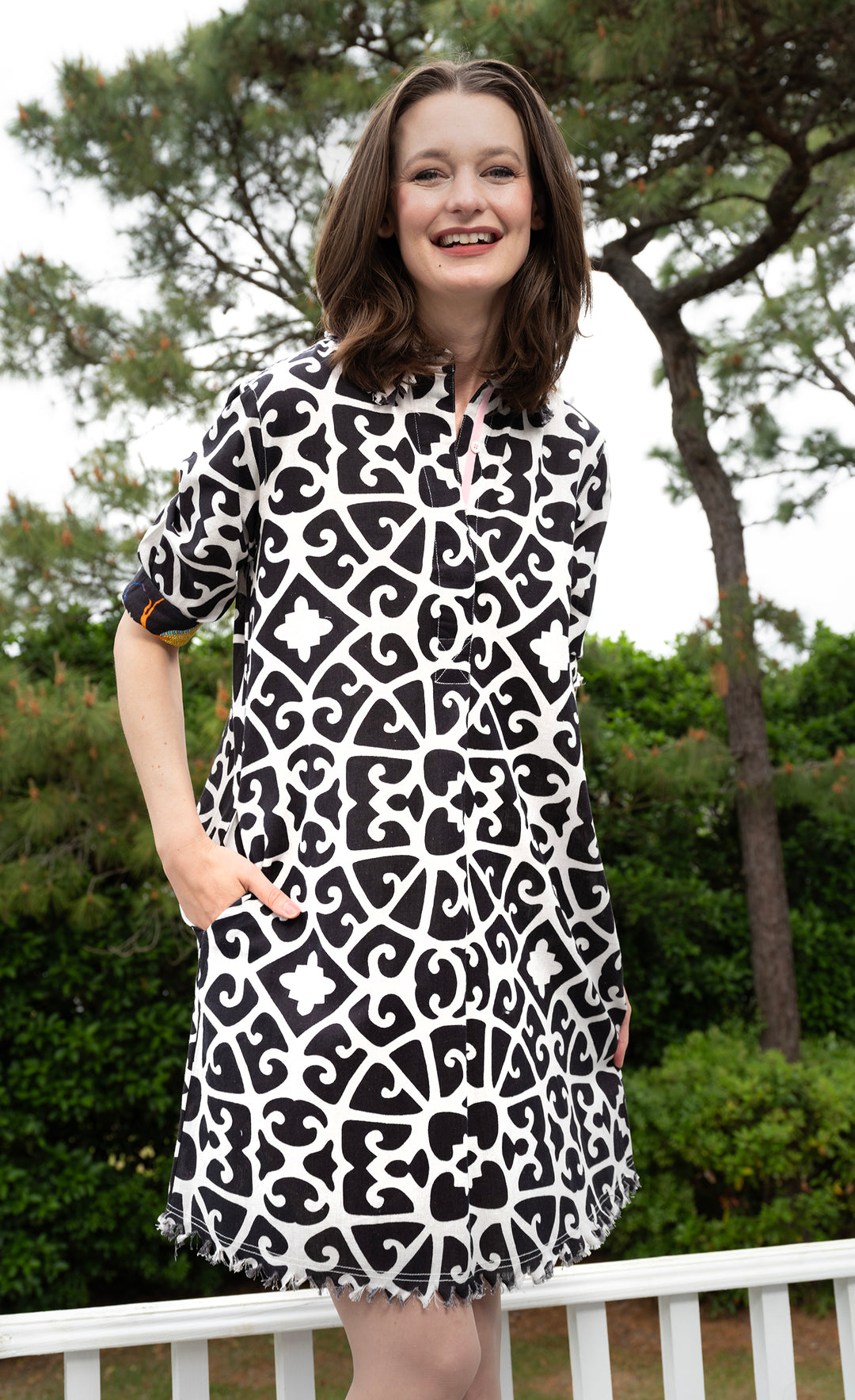 Chatham Dress Black And White Geo Print L