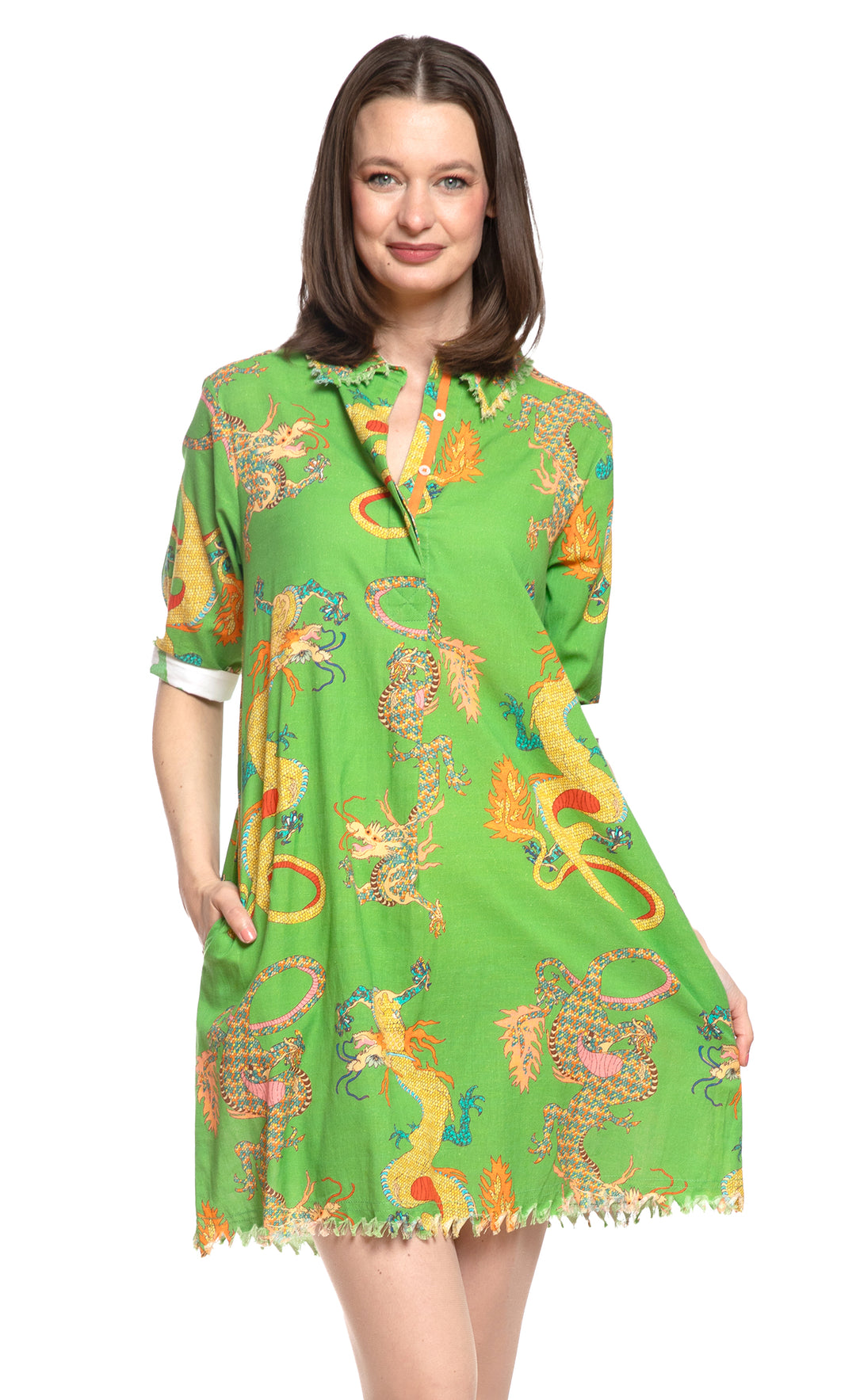 Chatham Dress Gekko Green Dragon Print XS Chatham Dress Gekko Green Dragon Print XS