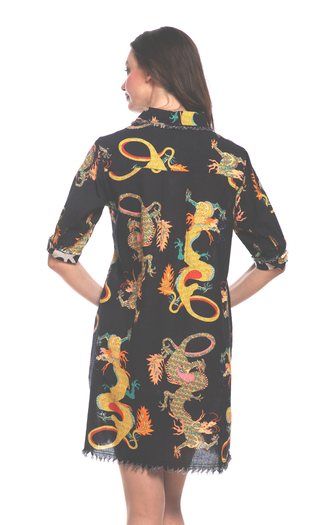 Chatham Dress Black Dragon Print