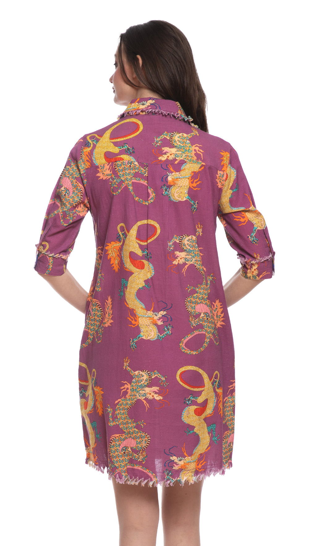 Chatham Dress Violet Dragon Print