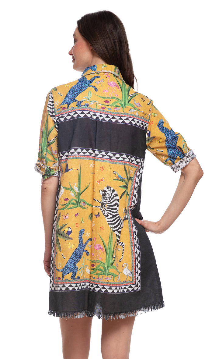 Chatham Dress Black and Gold Engineered Zebra Print