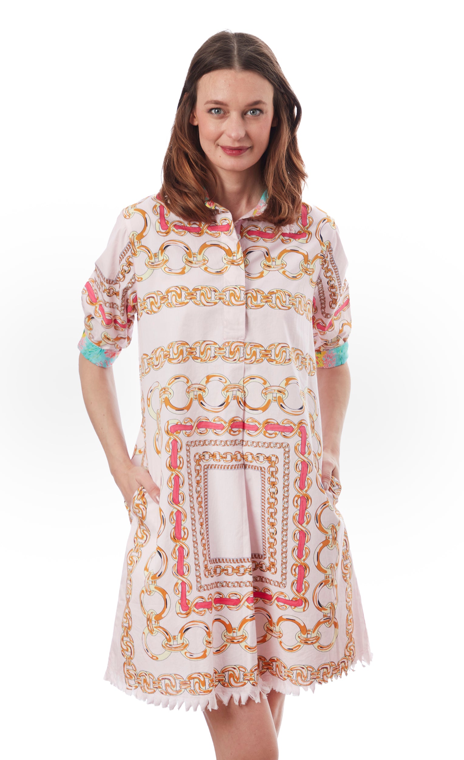Chatham Dress Pink Links Print – Dizzy-Lizzie