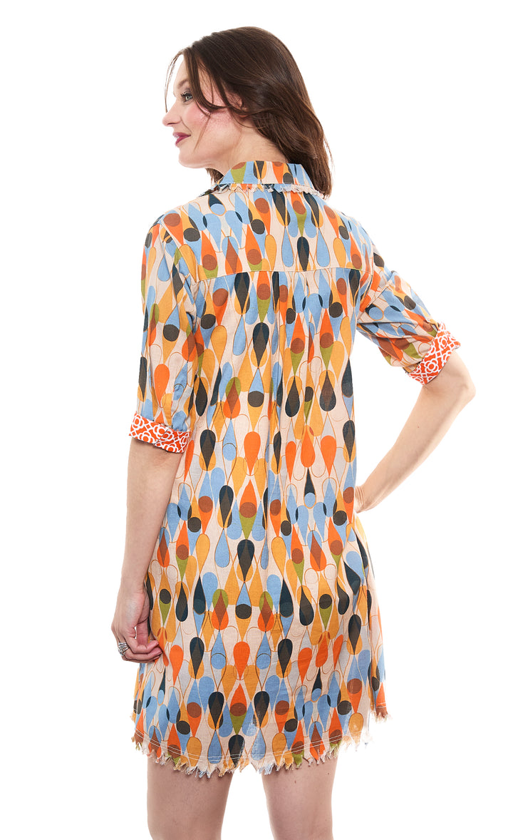 Chatham Dress Teardop Print Cotton Linen