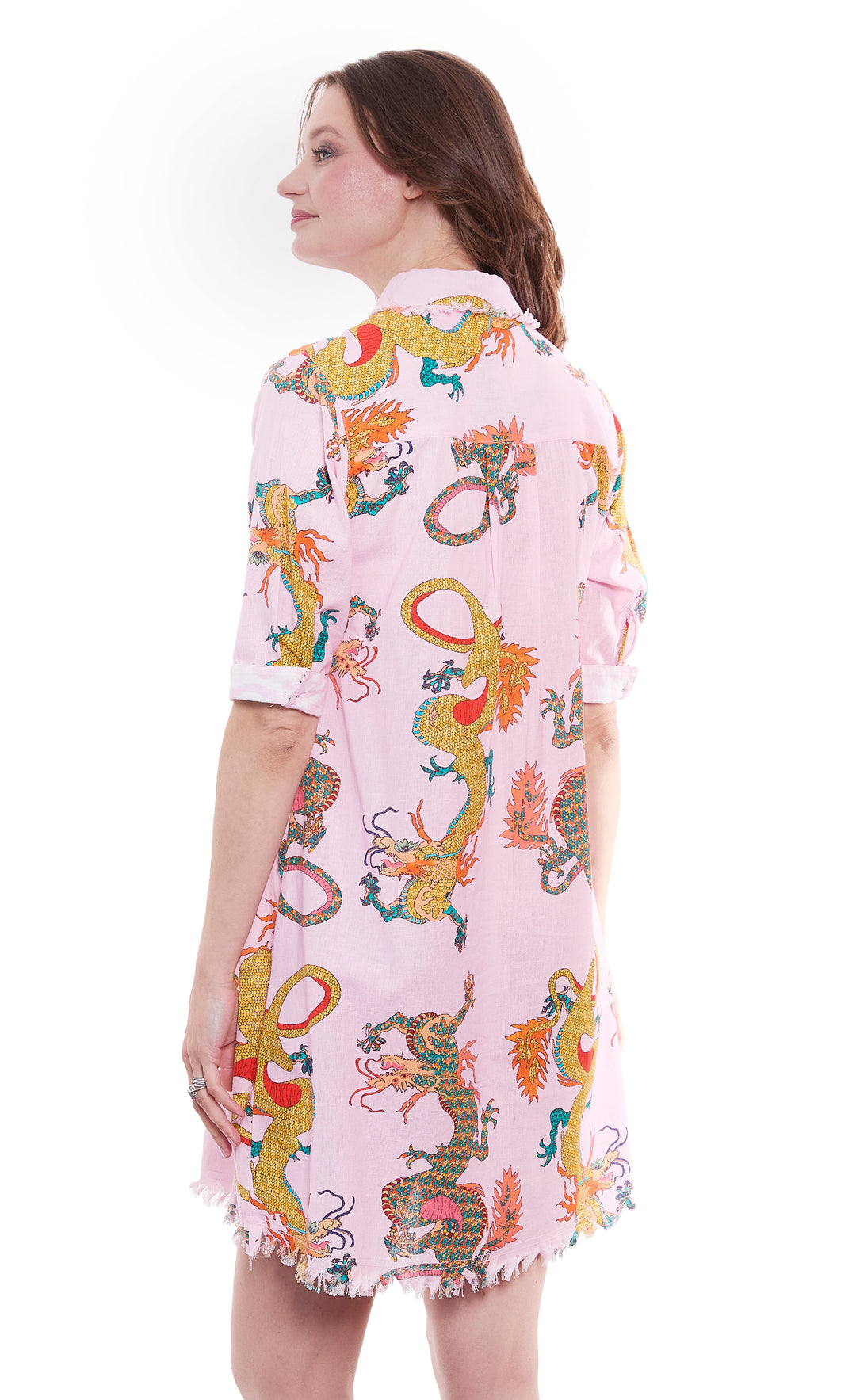 Chatham Dress Powder Pink Dragon Print
