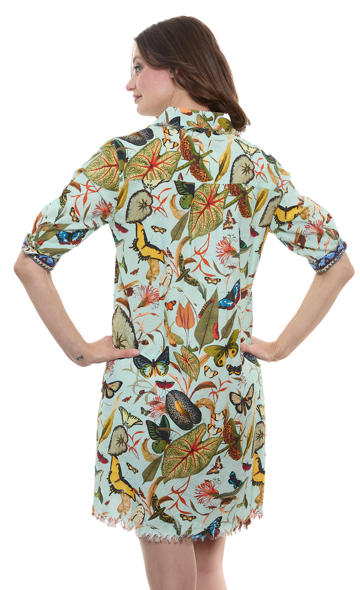 Chatham Dress in Turquoise Ground Botanical Print