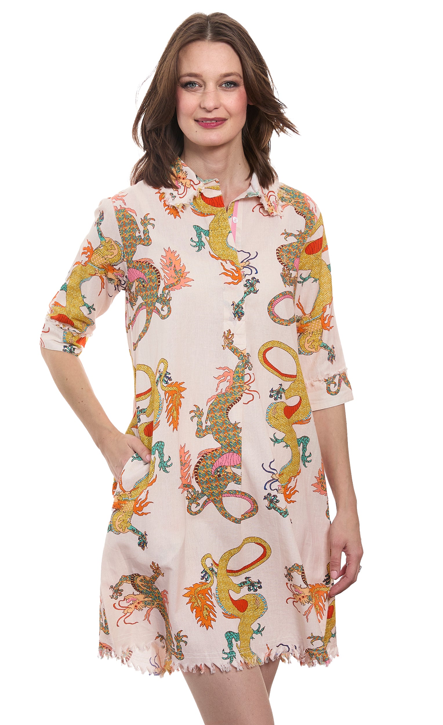 Chatham Natural Ground Dragon Print Cotton Linen – Dizzy-Lizzie