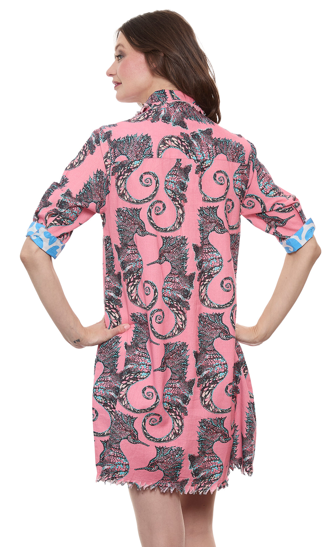 Chatham Dress Pink Seahorse Print