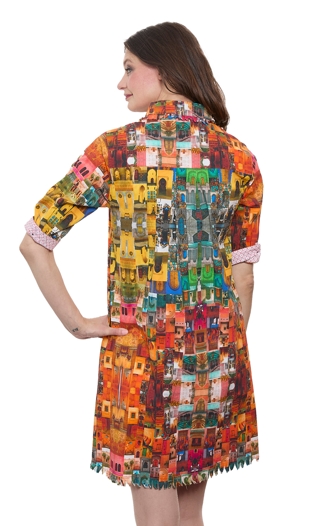 Chatham Dress Multi Doors Print
