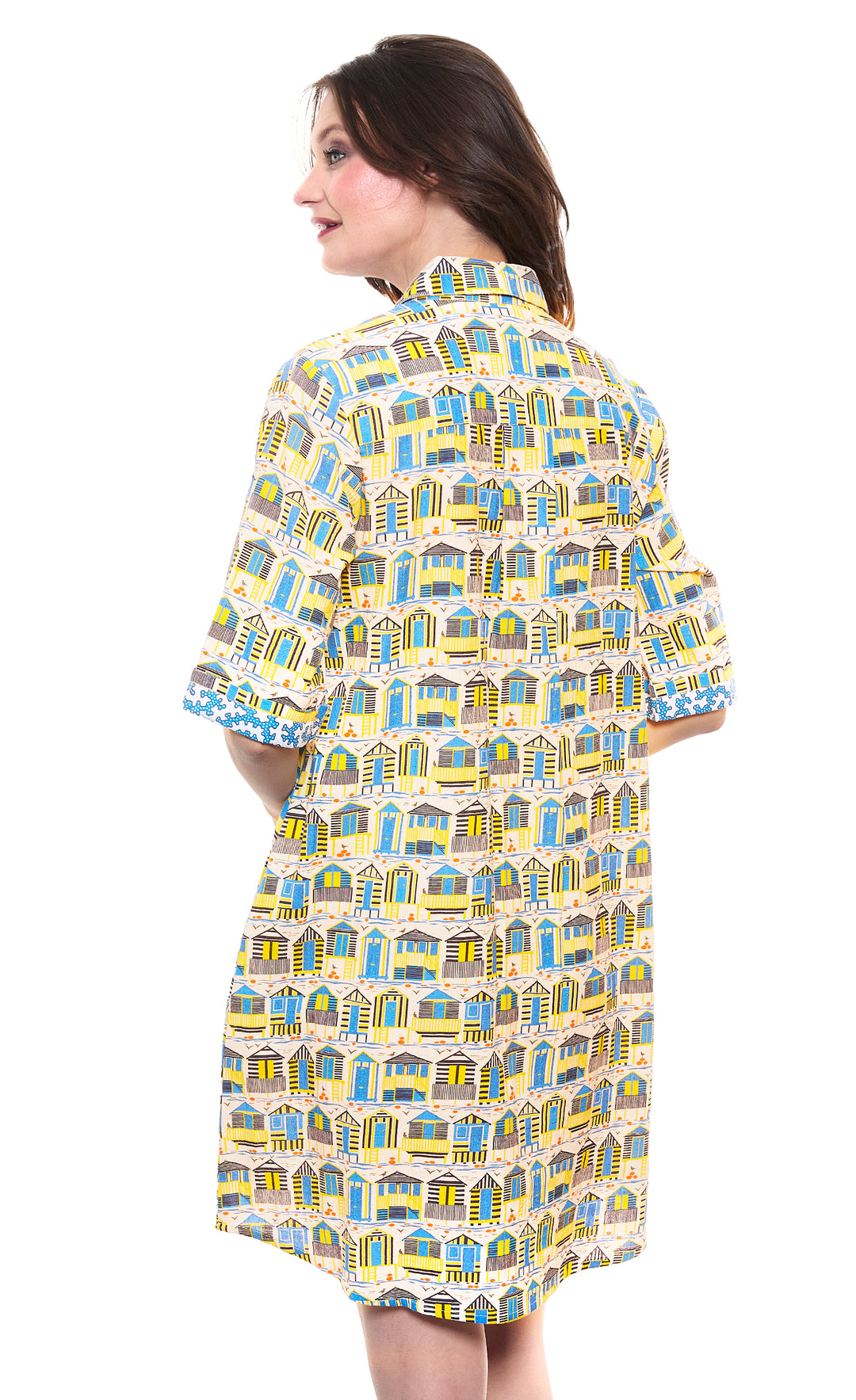 Monterey Dress Cotton Linen Cabana Print