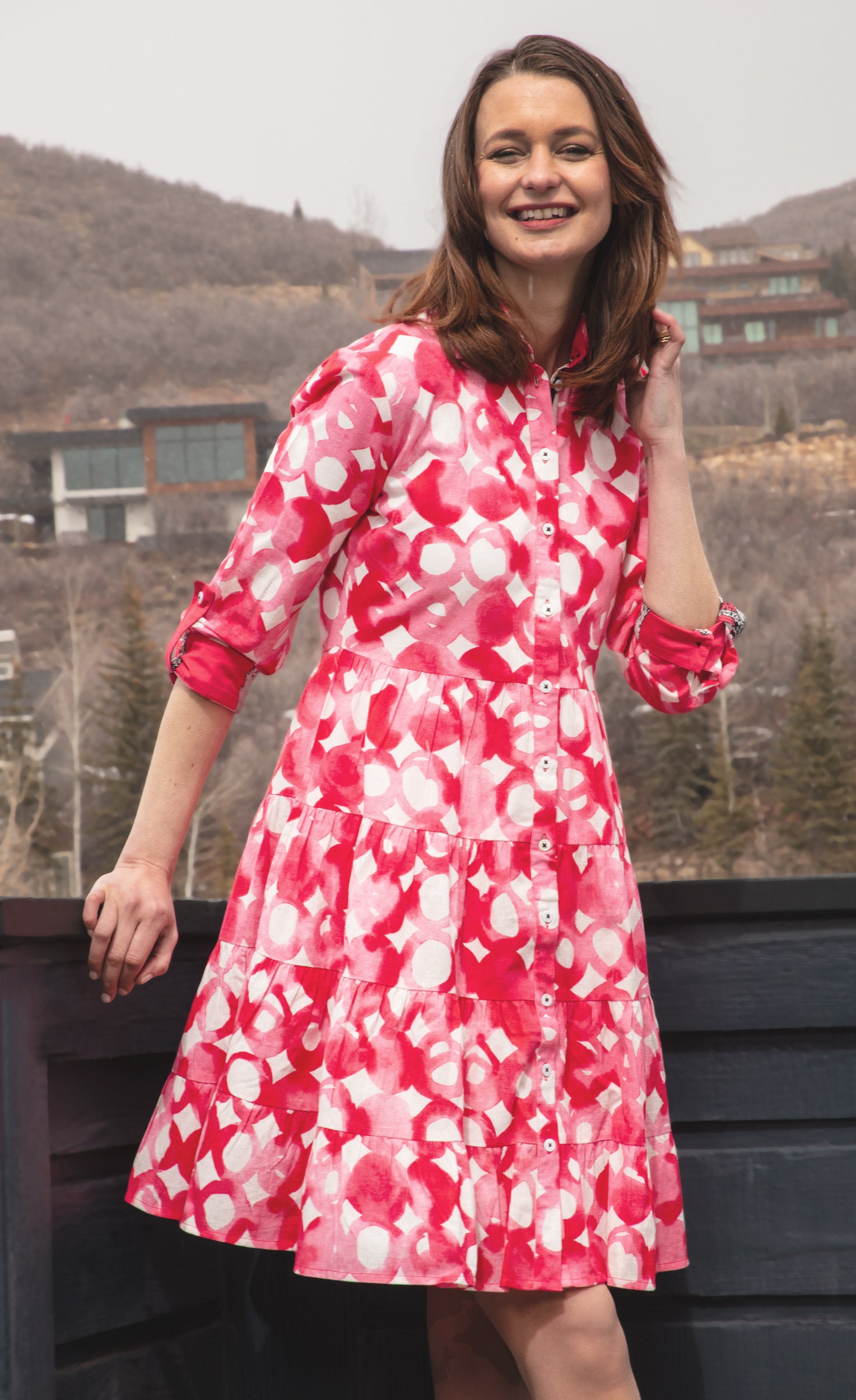 Delray Dress Pink Watercolor Print – Dizzy-Lizzie