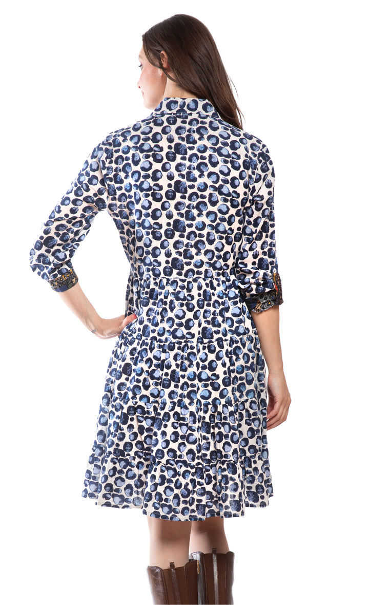 Delray Dress Blue Bubble Print