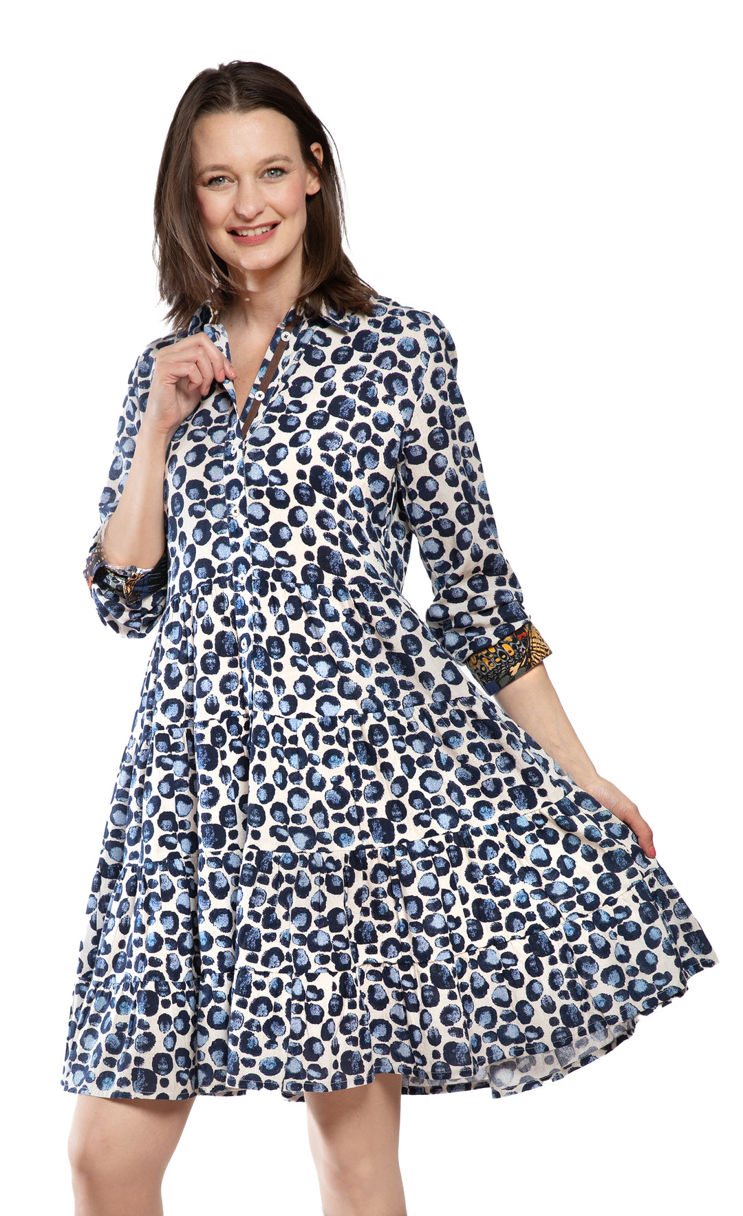 Delray Dress Blue Bubble Print