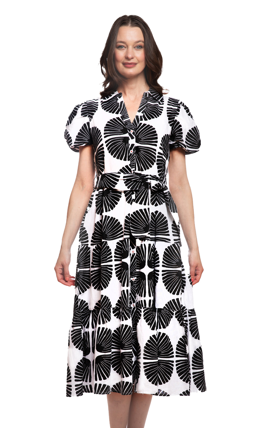 Litchfield Dress Black and White Palm Fronds Print
