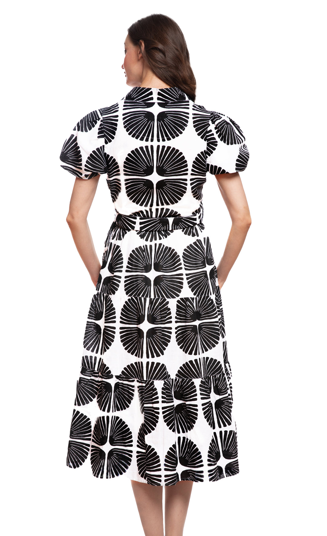 Litchfield Dress Black and White Palm Fronds Print