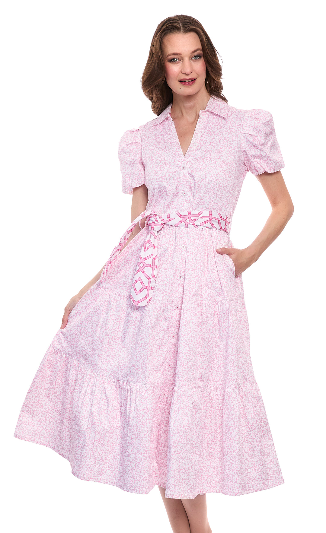 Litchfield Pink White Swirl Print