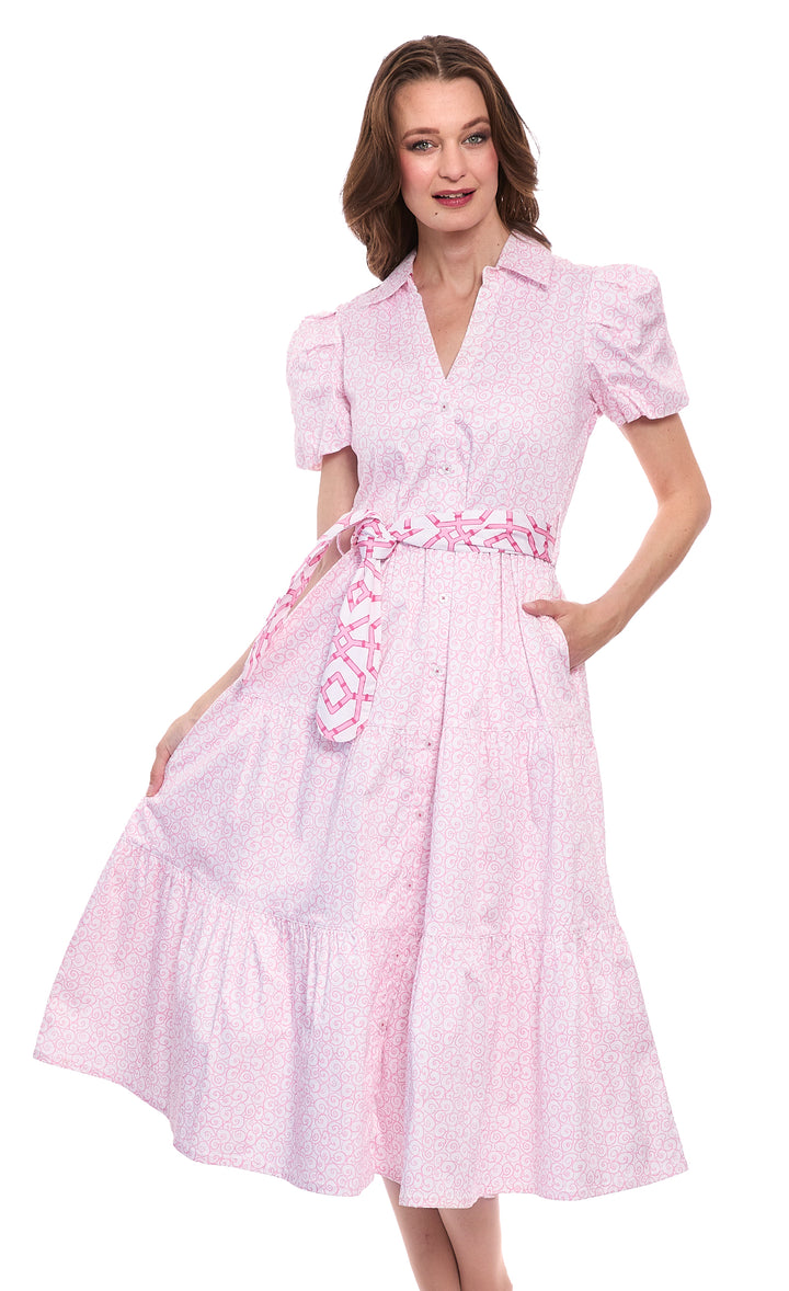 Litchfield Pink White Swirl Print